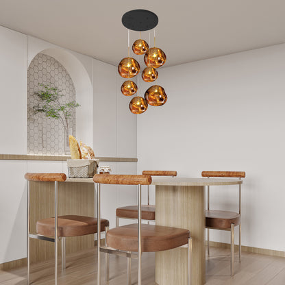 Multi Lava Round Eclectic Crystal Pendant Lamp