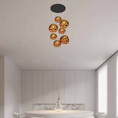 Multi Lava Round Eclectic Crystal Pendant Lamp