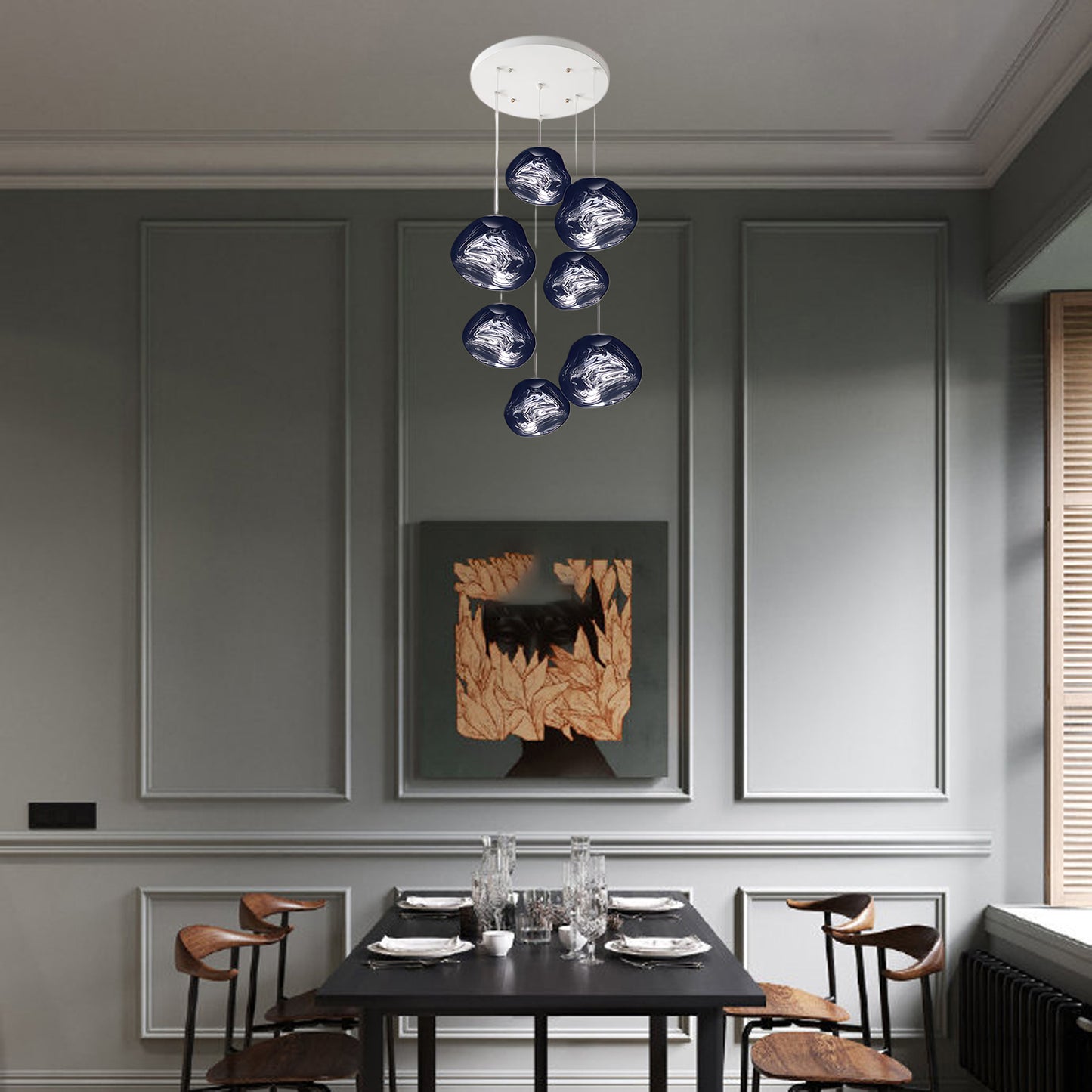 Multi Lava Round Eclectic Crystal Pendant Lamp