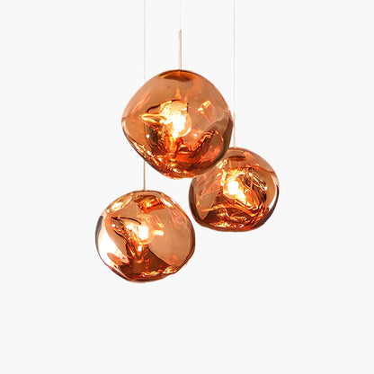 Multi Lava Round Eclectic Crystal Pendant Lamp