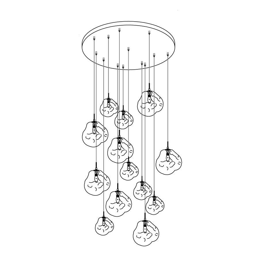 Multi Lava Round Eclectic Crystal Pendant Lamp