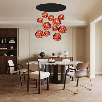 Multi Lava Round Eclectic Crystal Pendant Lamp