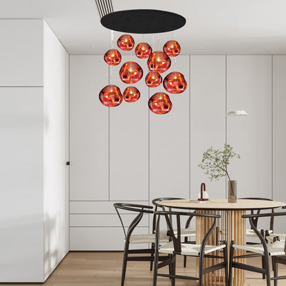 Multi Lava Round Eclectic Crystal Pendant Lamp