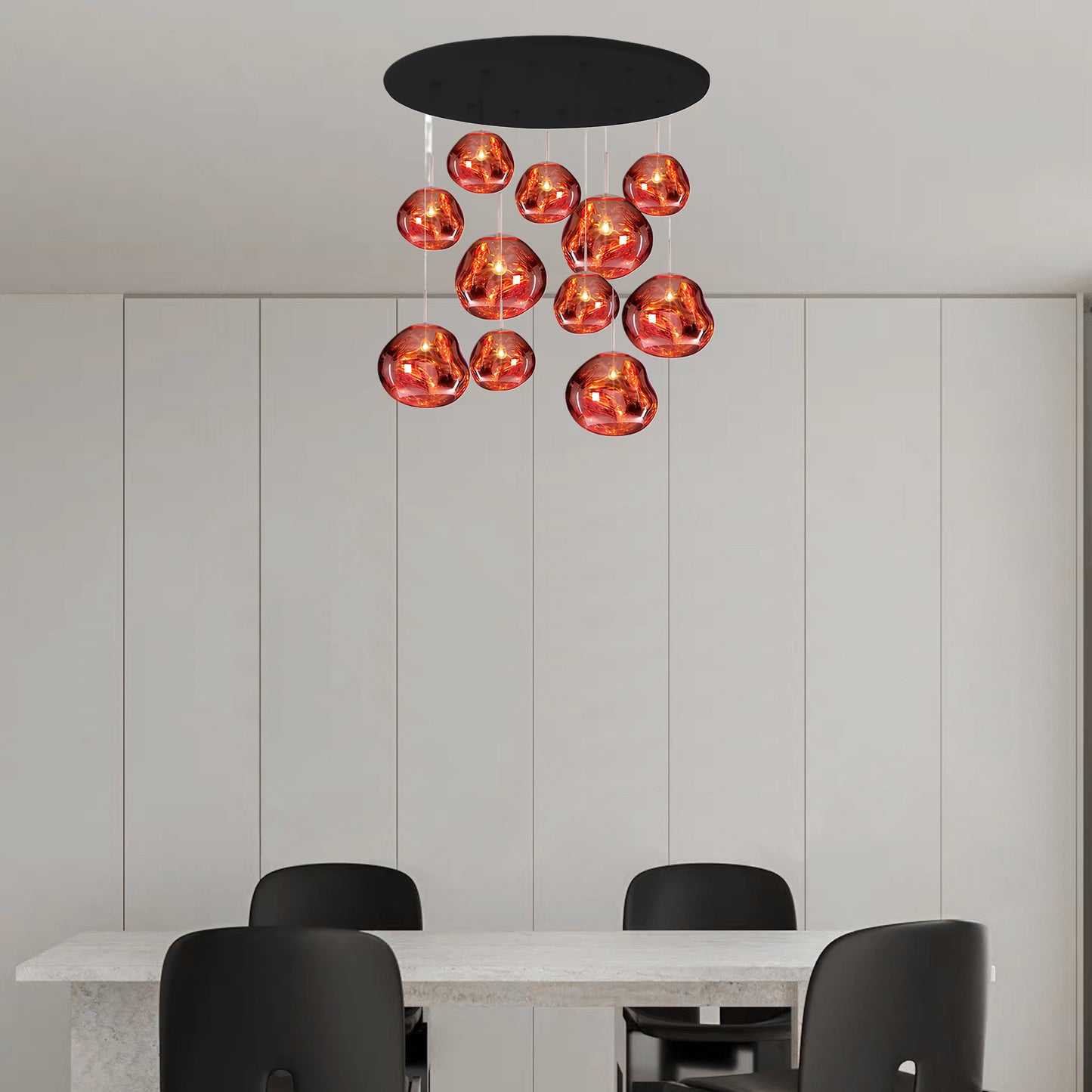 Multi Lava Round Eclectic Crystal Pendant Lamp