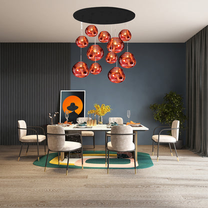 Multi Lava Round Eclectic Crystal Pendant Lamp