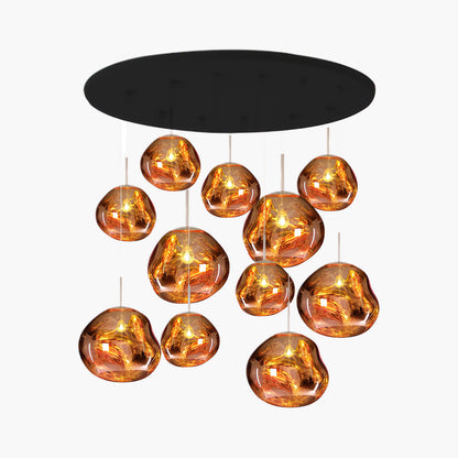 Multi Lava Round Eclectic Crystal Pendant Lamp