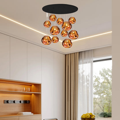 Multi Lava Round Eclectic Crystal Pendant Lamp