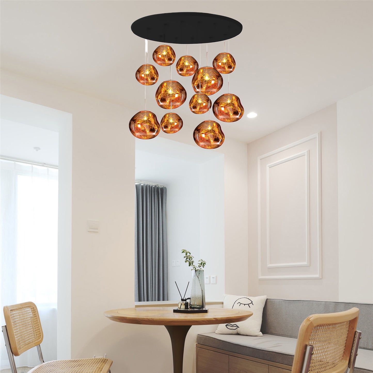 Multi Lava Round Eclectic Crystal Pendant Lamp