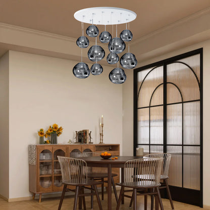 Multi Lava Round Eclectic Crystal Pendant Lamp