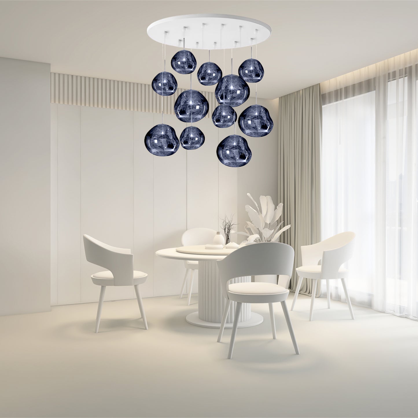 Multi Lava Round Eclectic Crystal Pendant Lamp