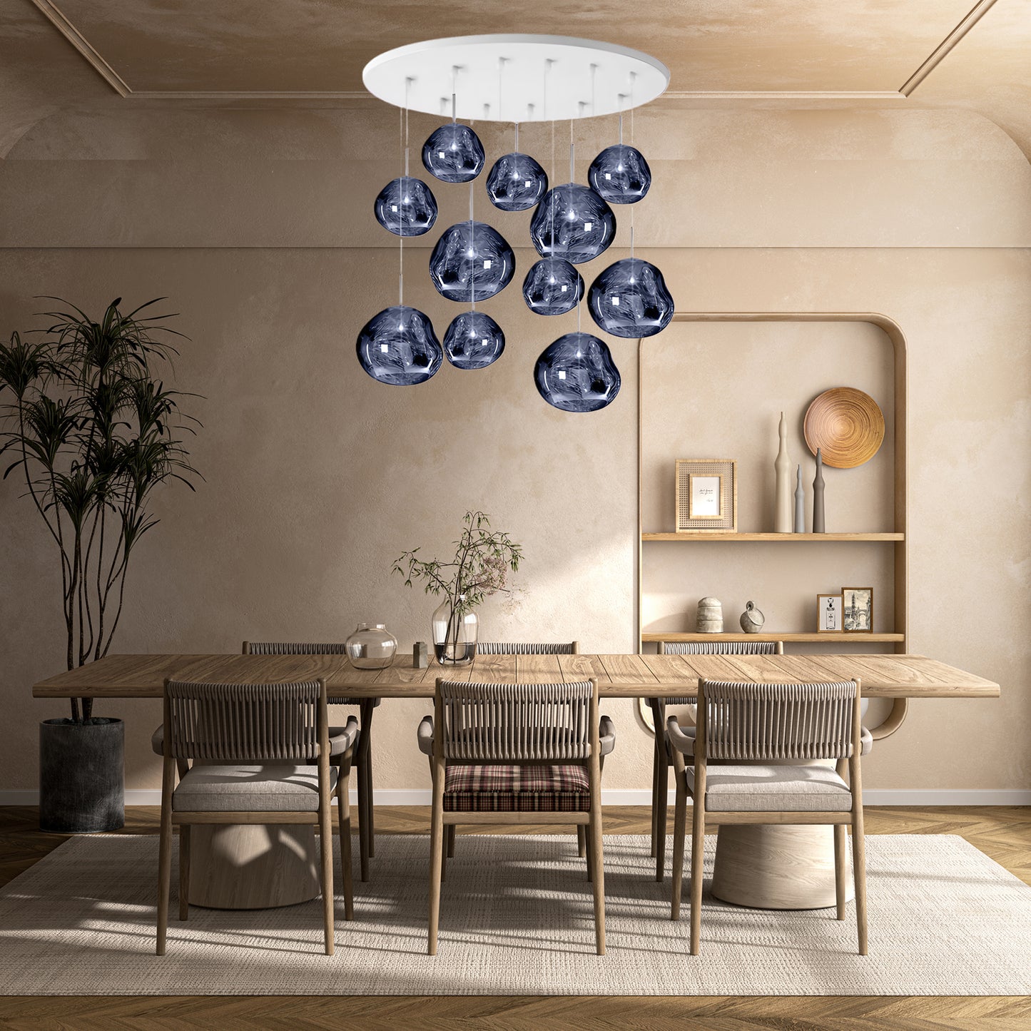 Multi Lava Round Eclectic Crystal Pendant Lamp