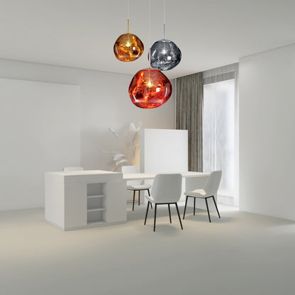 Multi Lava Round Eclectic Crystal Pendant Lamp