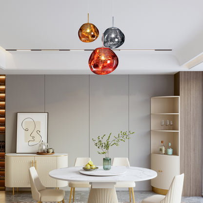 Multi Lava Round Eclectic Crystal Pendant Lamp