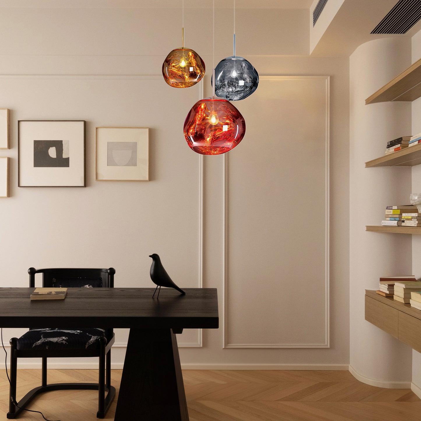 Multi Lava Round Eclectic Crystal Pendant Lamp