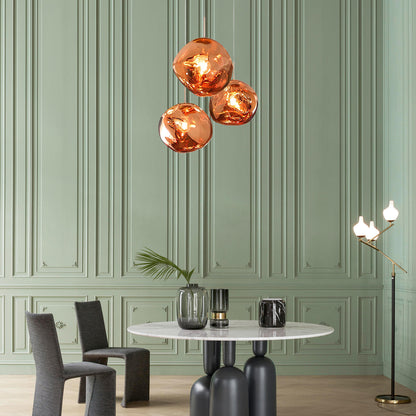 Multi Lava Round Eclectic Crystal Pendant Lamp