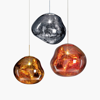 Multi Lava Round Eclectic Crystal Pendant Lamp