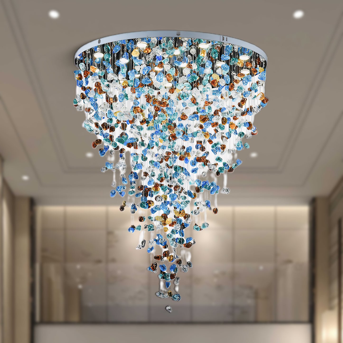 Multicolor Stone Eclectic Crystal Chandelier