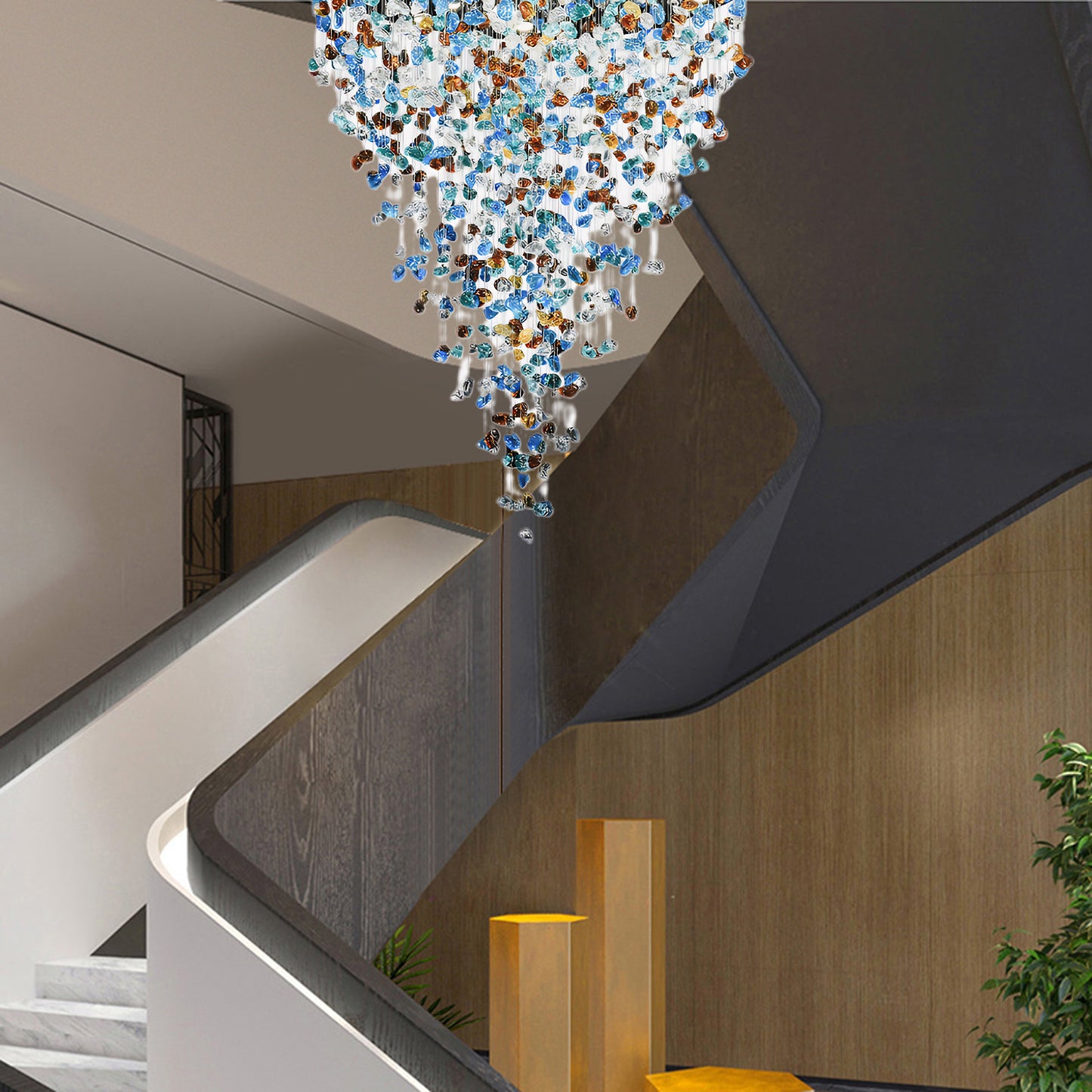 Multicolor Stone Eclectic Crystal Chandelier