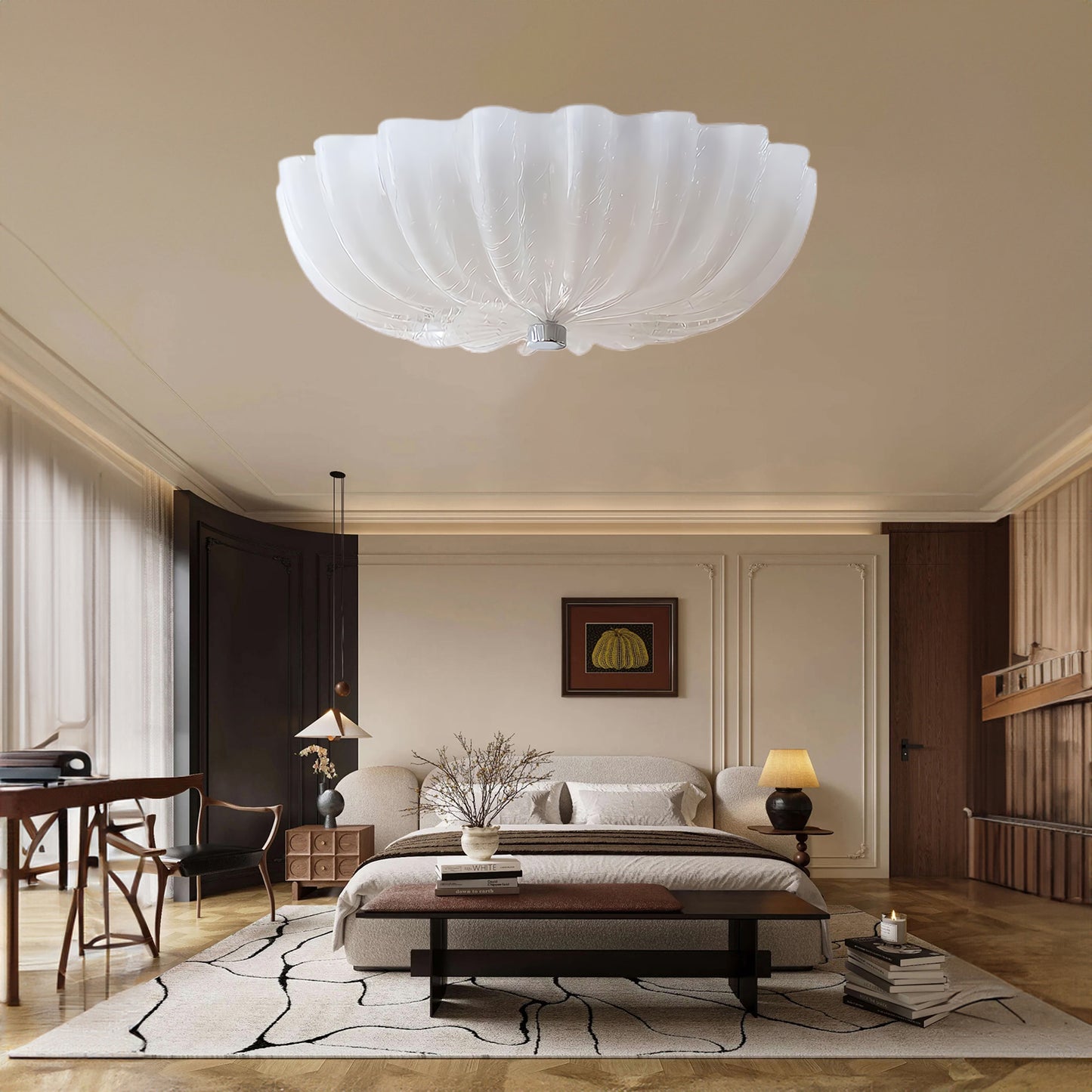 Murano Flush Minimalist Crystal Ceiling Light