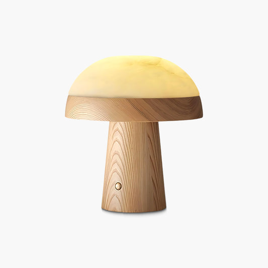 Mushroom Cloud Art Deco Wood Table Lamp