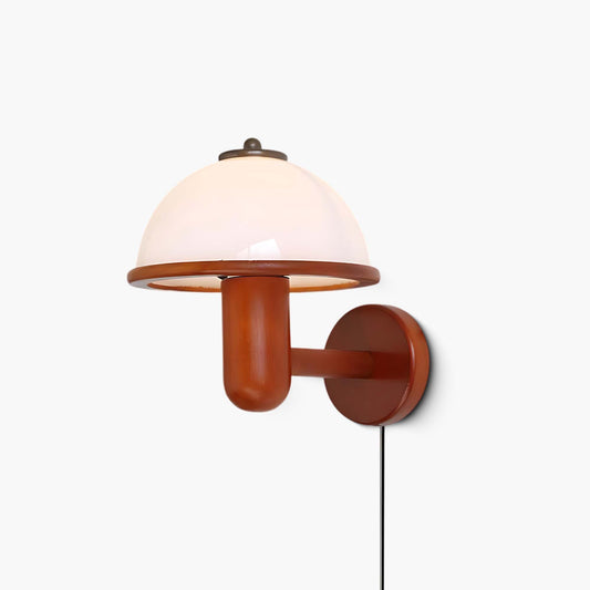 Mushroom Art Deco Wood Wall Lamp