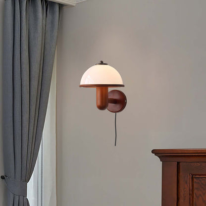 Mushroom Art Deco Wood Wall Lamp