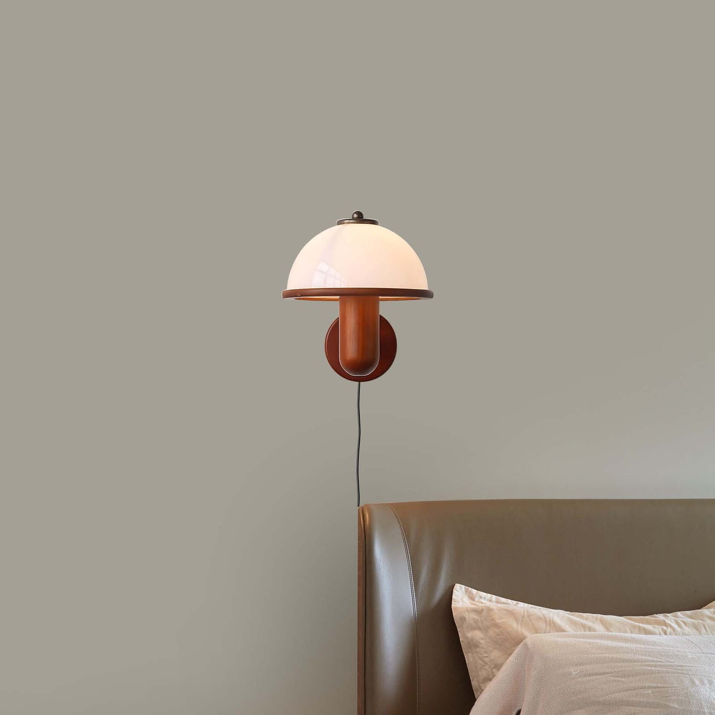 Mushroom Art Deco Wood Wall Lamp