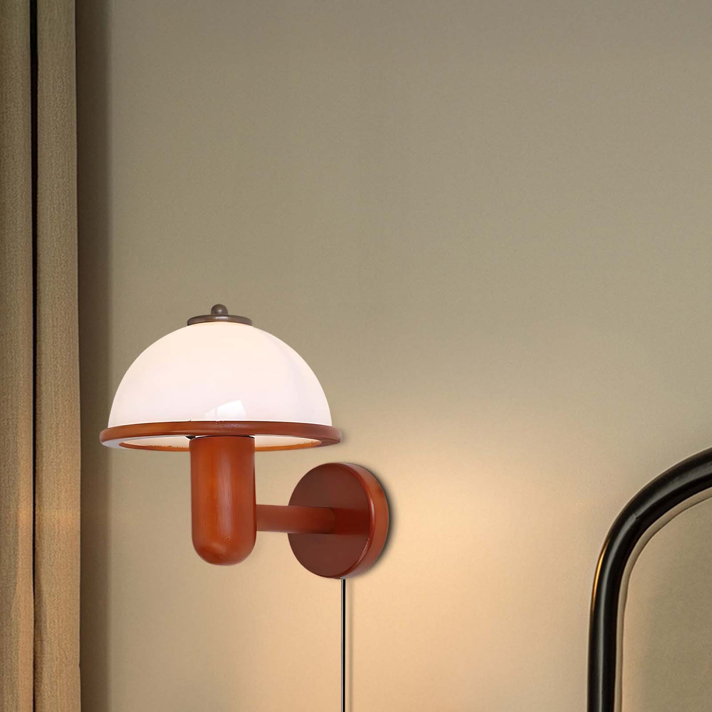 Mushroom Art Deco Wood Wall Lamp