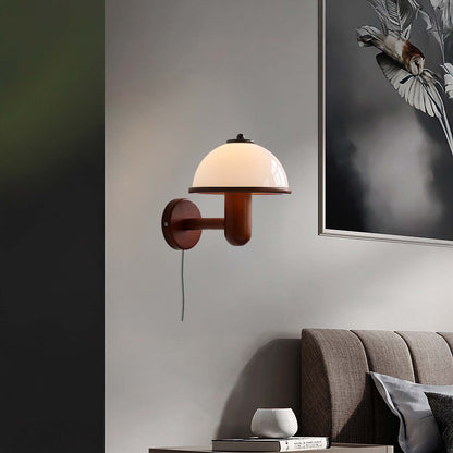 Mushroom Art Deco Wood Wall Lamp