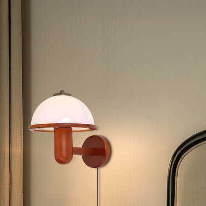 Mushroom Art Deco Wood Wall Lamp