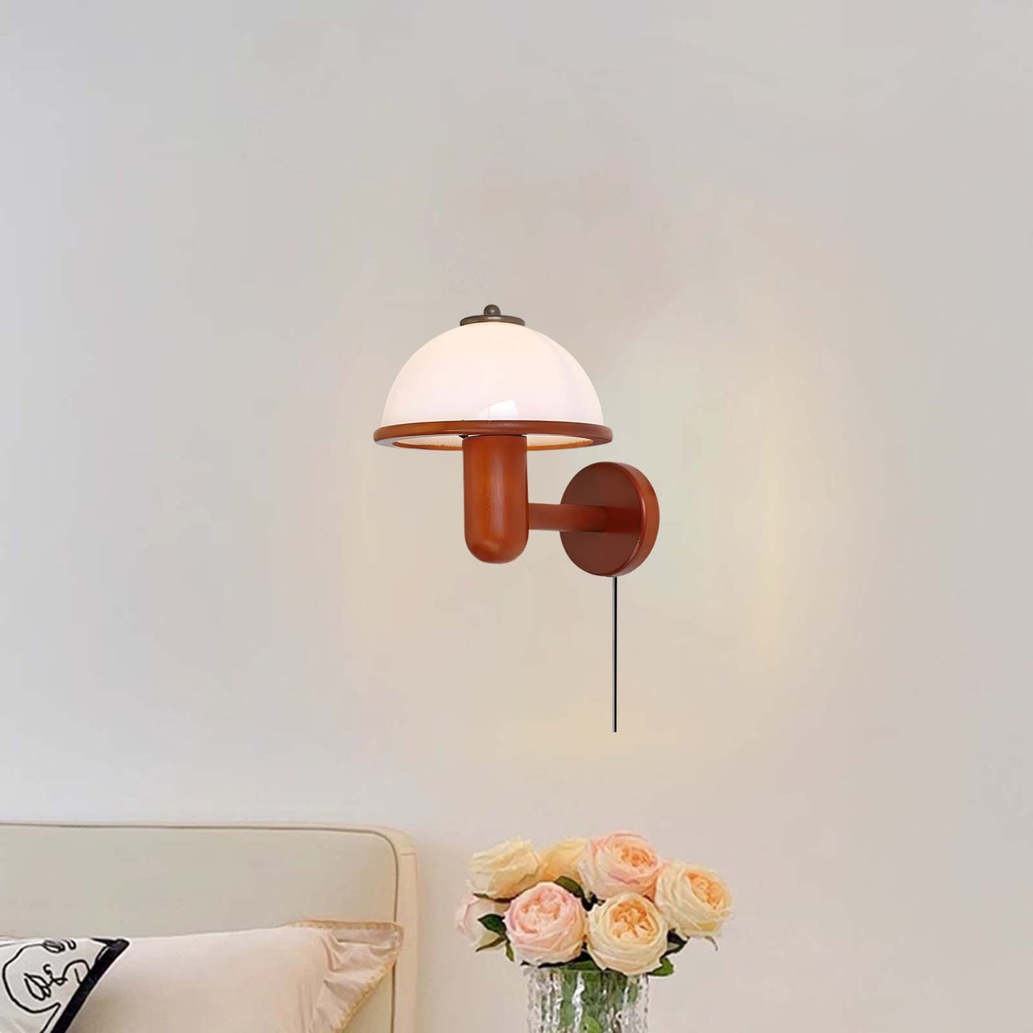 Mushroom Art Deco Wood Wall Lamp