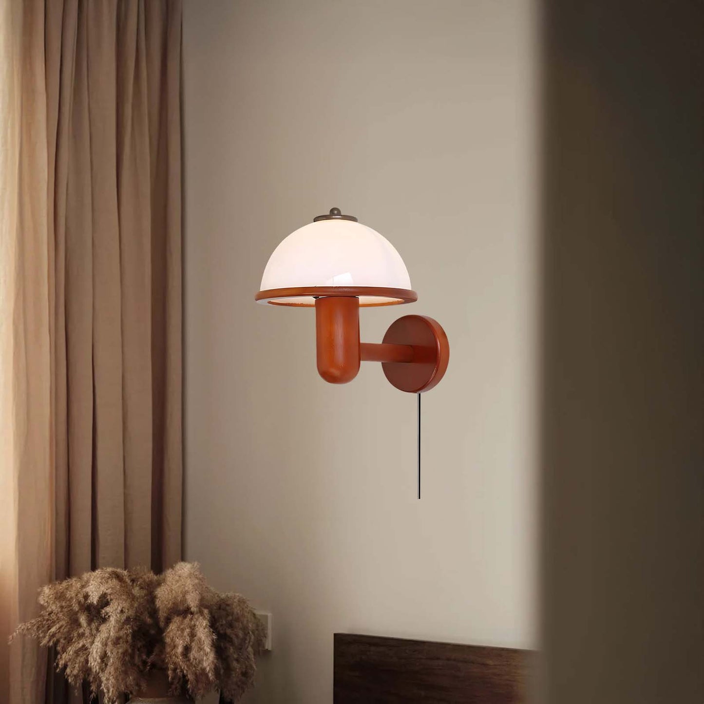 Mushroom Art Deco Wood Wall Lamp