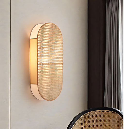 New Chinese Rattan Meditation Wall Lamp