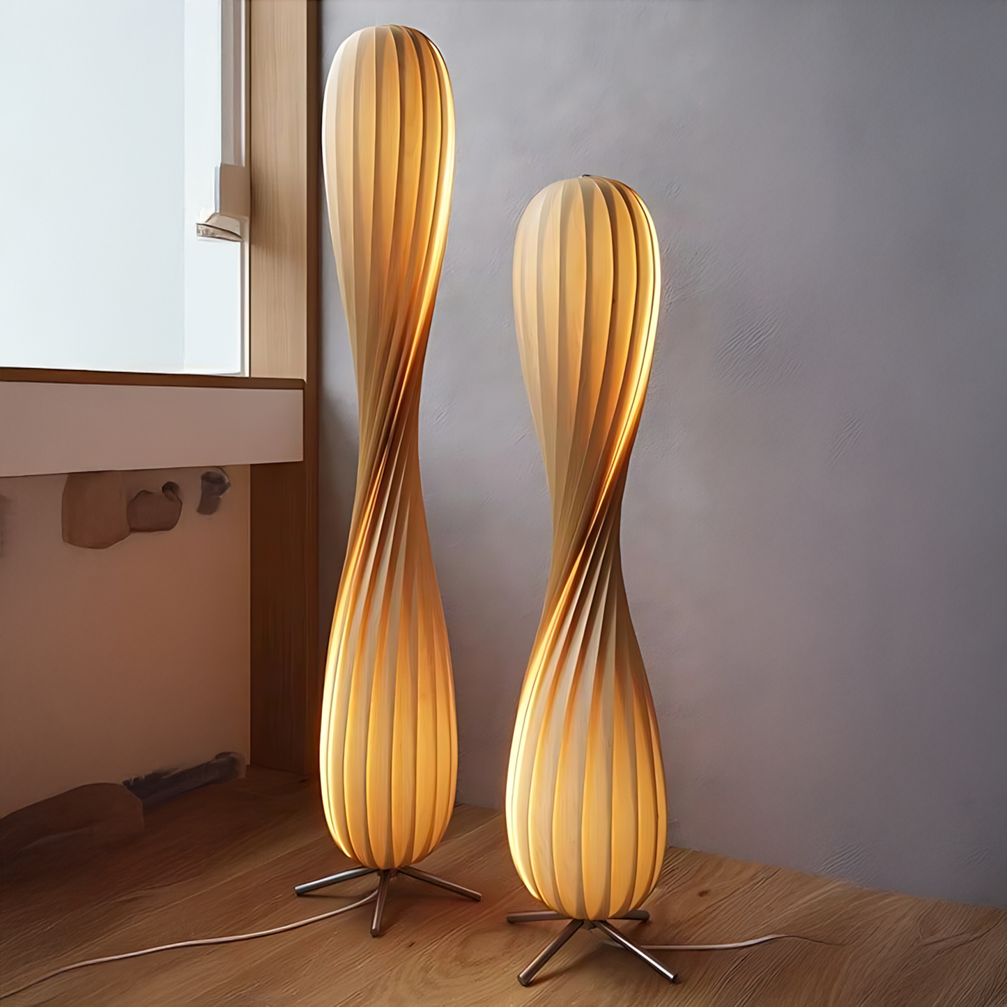 Nordic Wood Sitting Floor Lamp