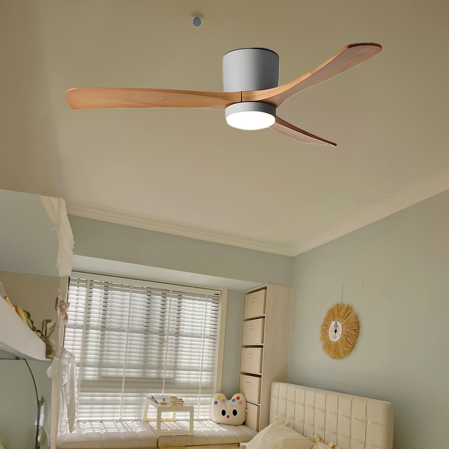 Nordic Wooden 4248 Minimalist Metal Ceiling Fan Light