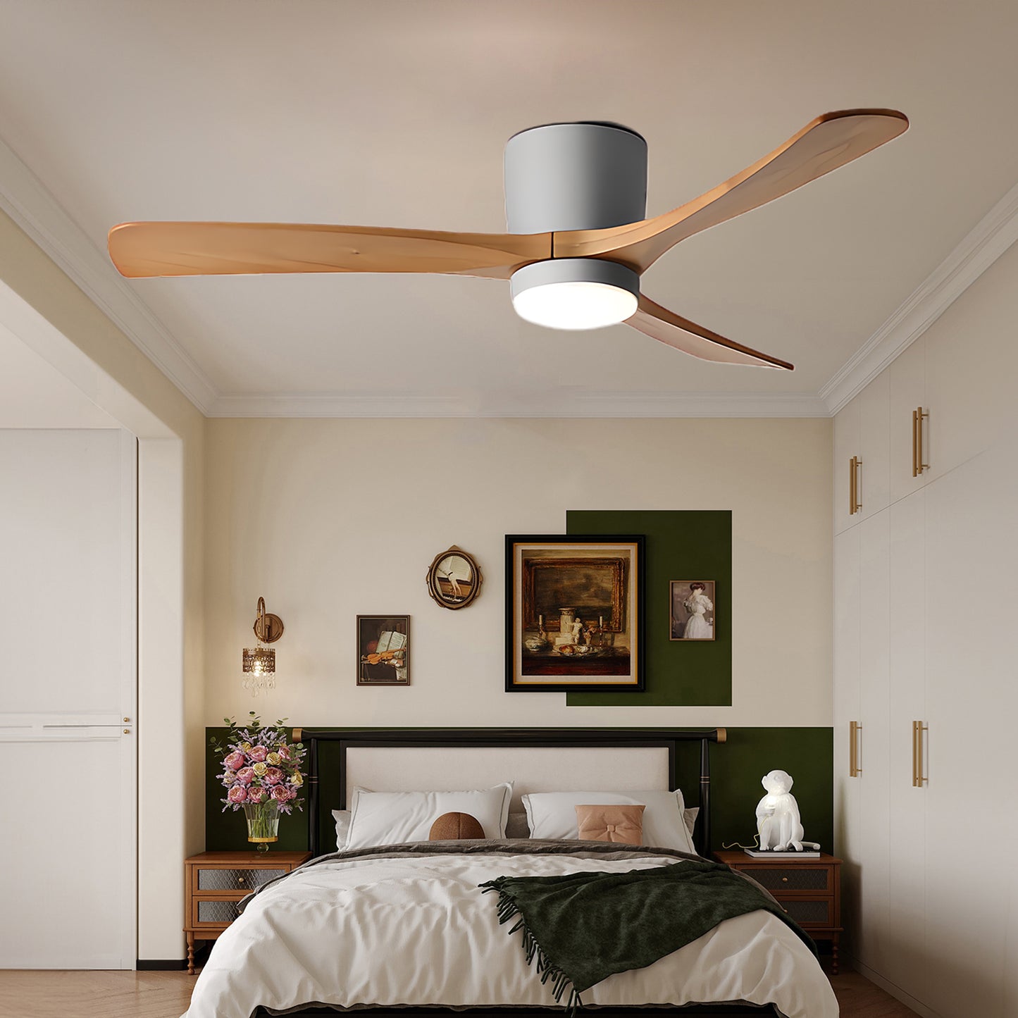 Nordic Wooden 4248 Minimalist Metal Ceiling Fan Light