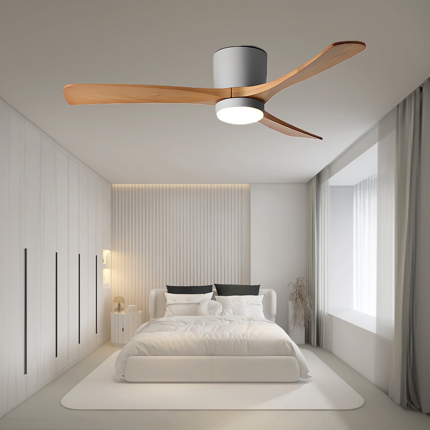 Nordic Wooden 4248 Minimalist Metal Ceiling Fan Light