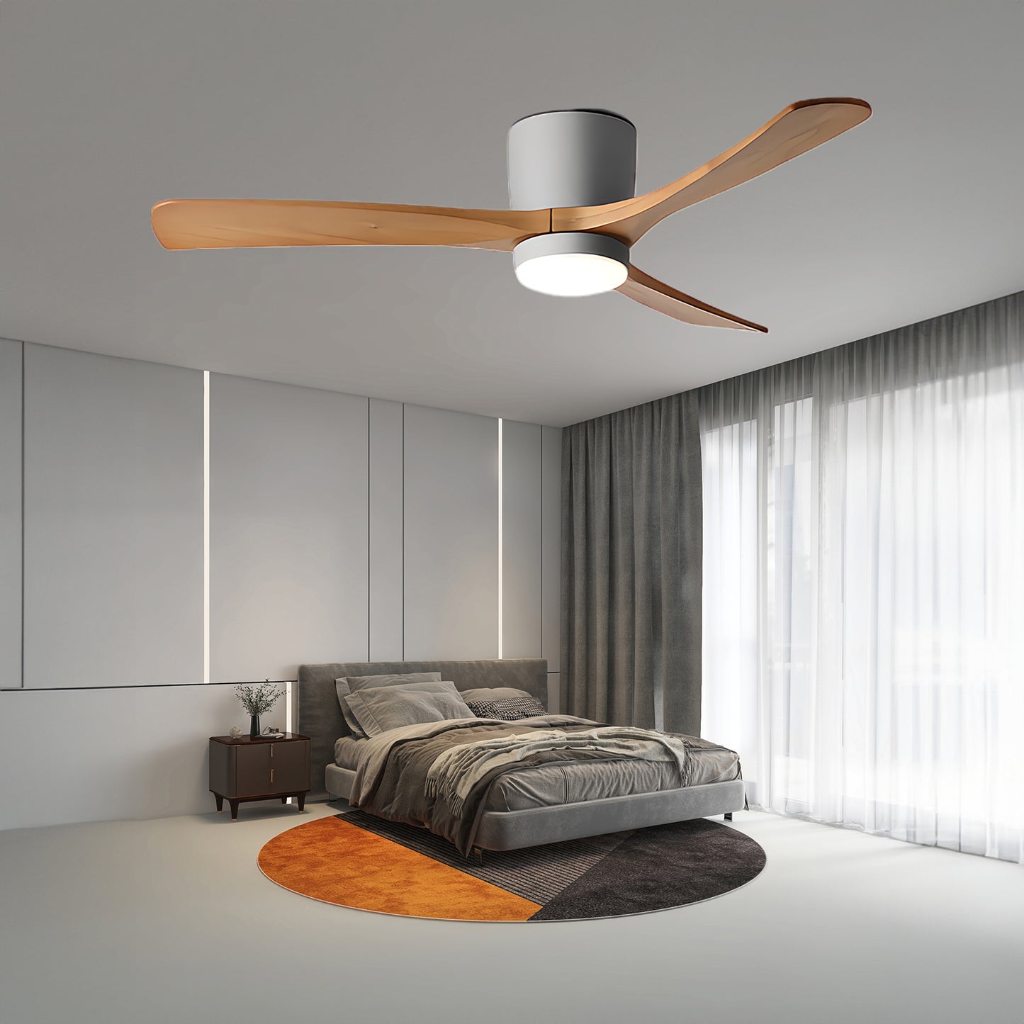 Nordic Wooden 4248 Minimalist Metal Ceiling Fan Light