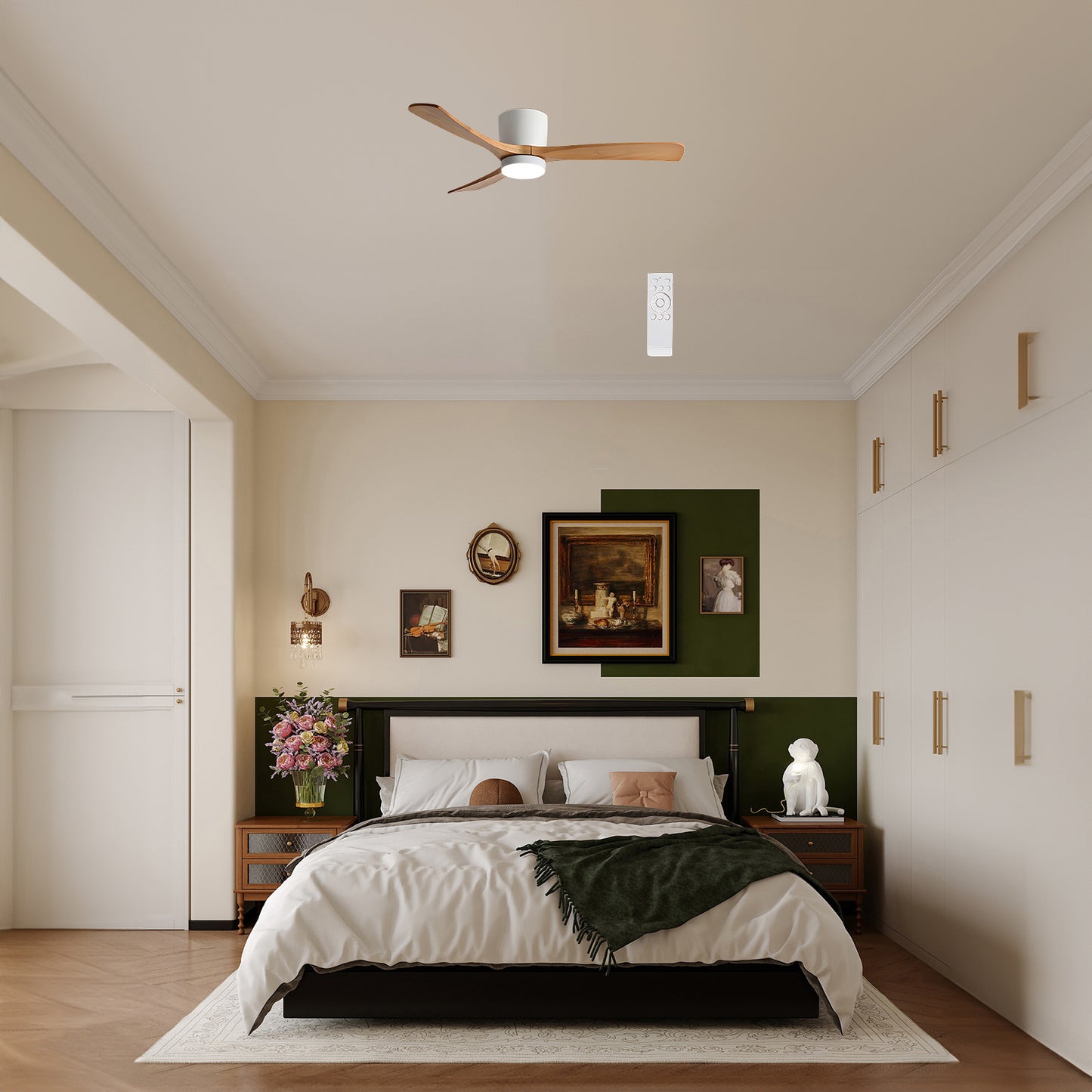 Nordic Wooden 4248 Minimalist Metal Ceiling Fan Light