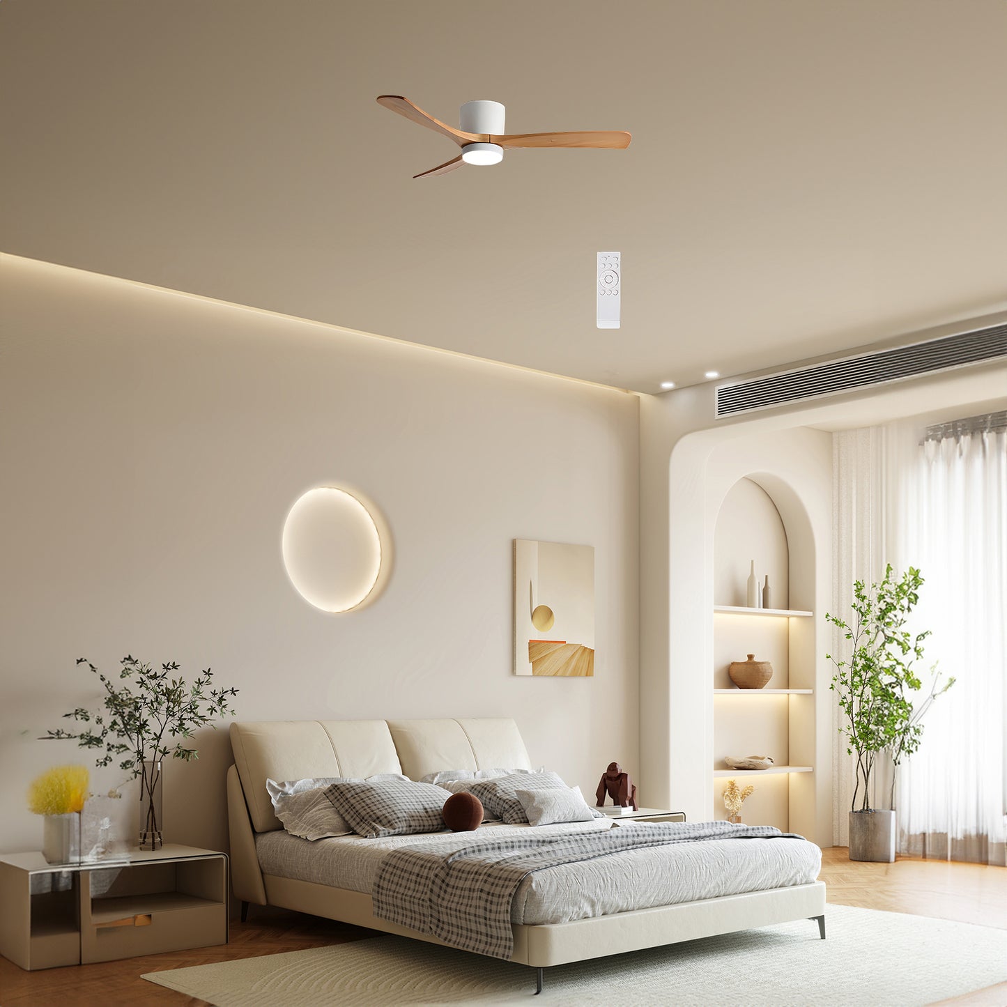 Nordic Wooden 4248 Minimalist Metal Ceiling Fan Light