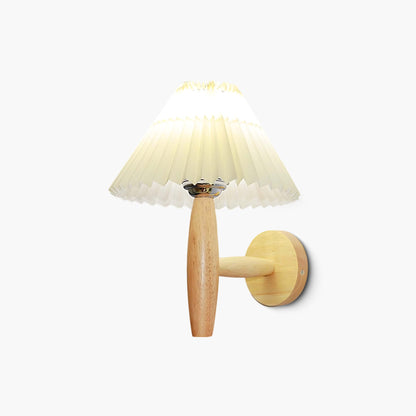 Oak Pleated Classic Wood Wall Light