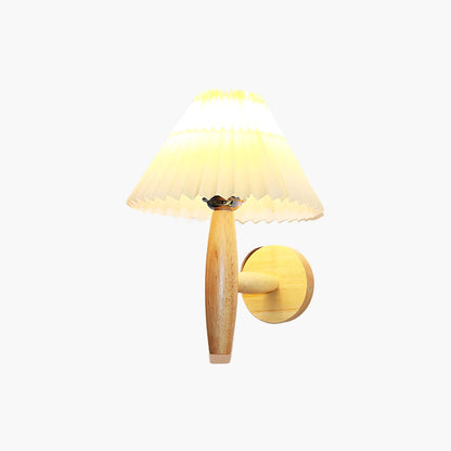 Oak Pleated Classic Wood Wall Light