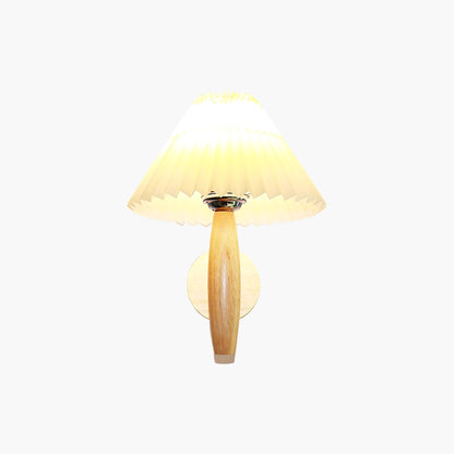 Oak Pleated Classic Wood Wall Light