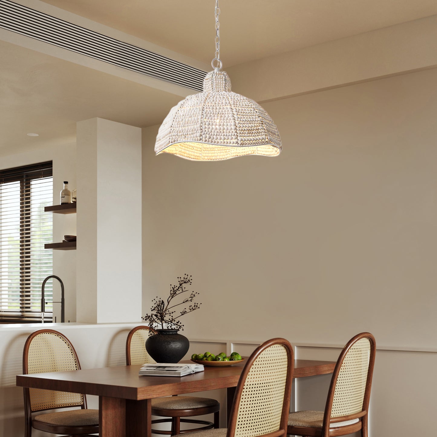 Obispo Wood Beads Modern Metal Pendant Lamp