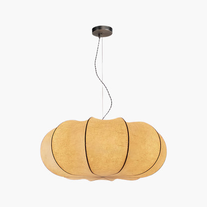 Oblate Silk Traditional Metal Pendant Lamp