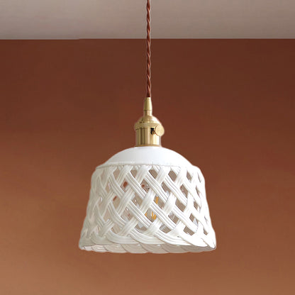 Openwork Art Deco Ceramic Pendant Lamp