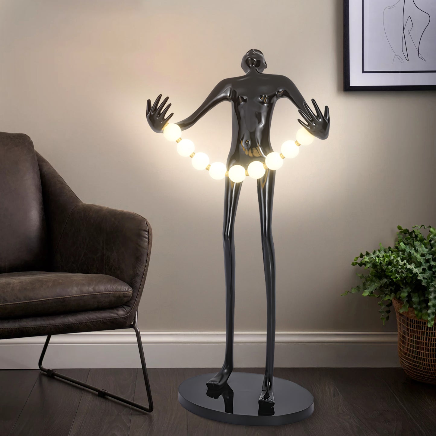 Orb Juggler Sculpture Modern Crystal Floor Lamp