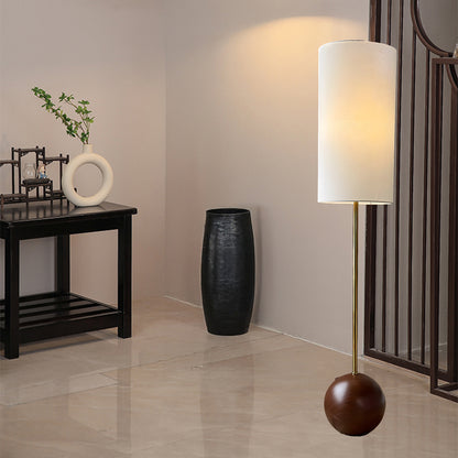 Orbis Wooden Sphere Modern Metal Floor Lamp