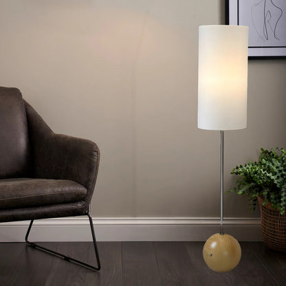 Orbis Wooden Sphere Modern Metal Floor Lamp