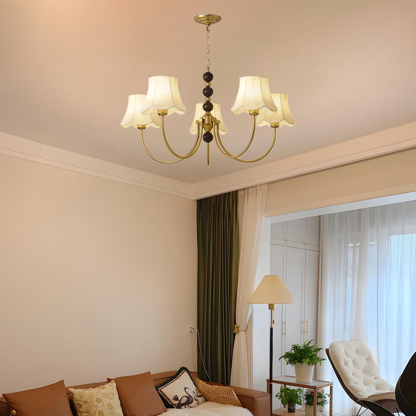 Orchid Fabric Modern Metal Chandelier